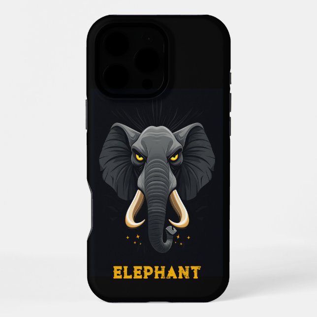 Angry Elephant Black iPhone Hülle (Rückseite)
