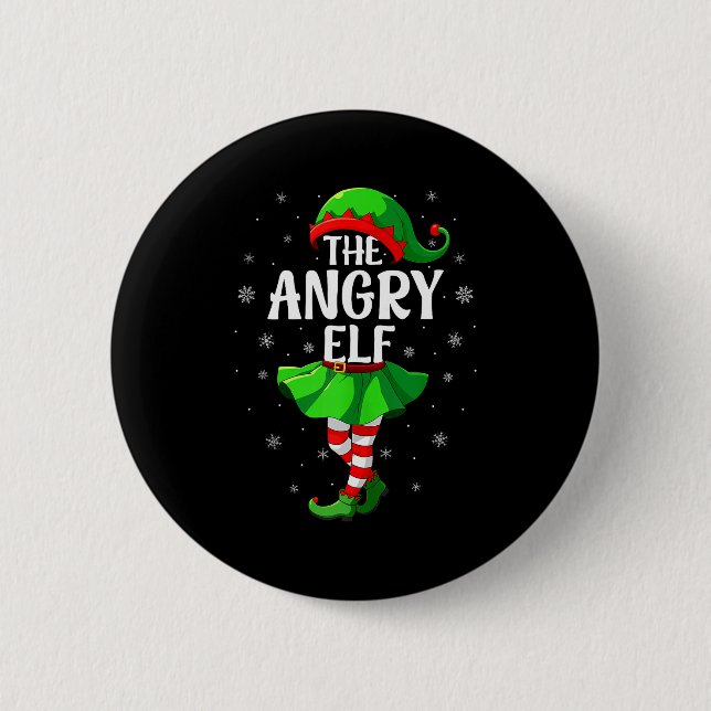 Angry Elf Christmas Girls Women Elf Squad Xmas Fam Button (Vorderseite)