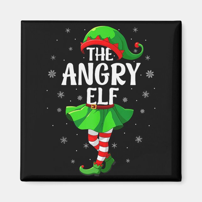 Angry Elf Christmas Girls Women Elf Squad Xmas Fam Magnet (Vorne)