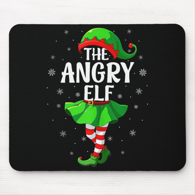 Angry Elf Christmas Girls Women Elf Squad Xmas Fam Mousepad (Vorne)