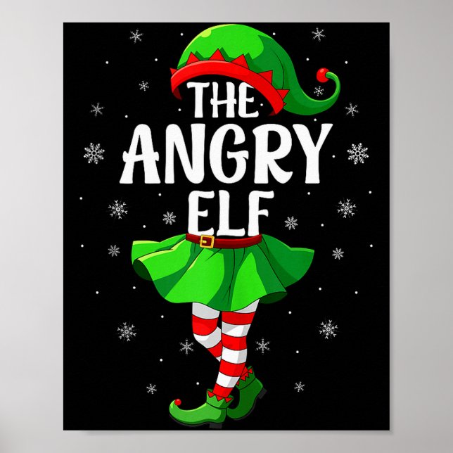 Angry Elf Christmas Girls Women Elf Squad Xmas Fam Poster (Vorne)