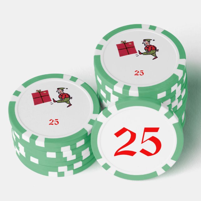 Angry Elf Green 25 gestreifter Poker Chip (Stapel)