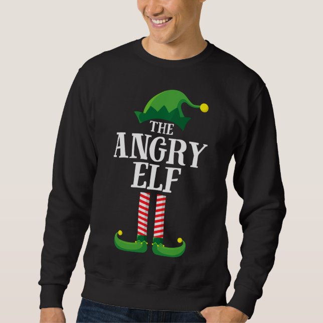 Angry Elf Matching Familienweihnachtsfest Party Sweatshirt (Vorderseite)