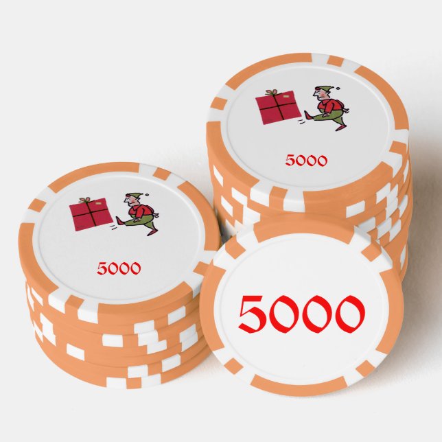 Angry Elf Orange 5000 gestreifter Poker Chip (Stapel)