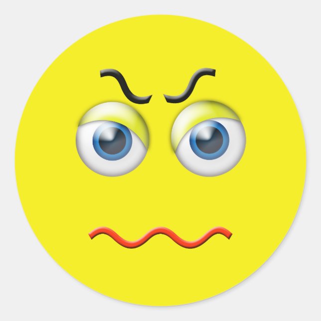 Angry Emoji Runder Aufkleber (Vorderseite)