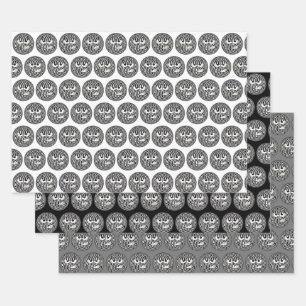 Angry Emoticon Face Tiled Muster Geschenkpapier Set