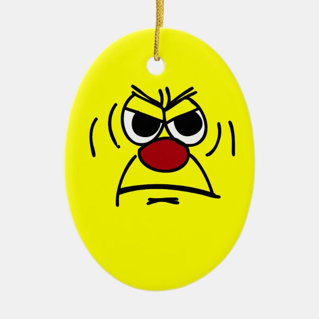 Angry Face Grumpey Keramikornament (Vorne)