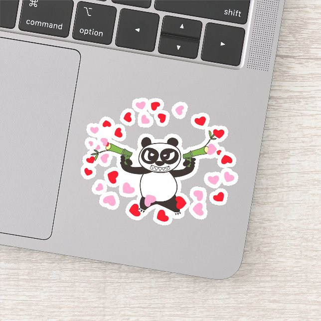 Angry Face Panda schießt Lieben Aufkleber (Detail)