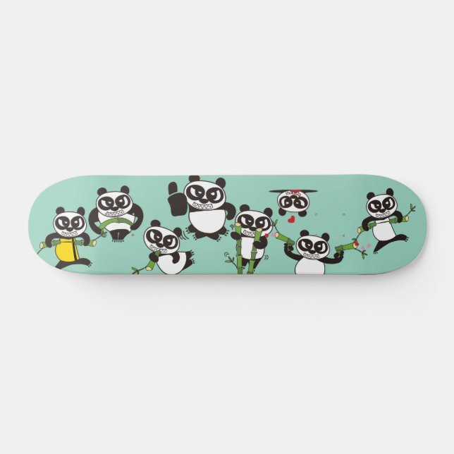 angry face pandas Skateboard (Horizontal)