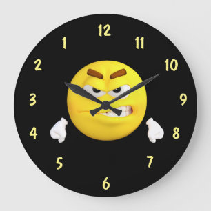 Angry Face Reverse Dial Große Wanduhr