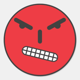 Angry Face Runder Aufkleber
