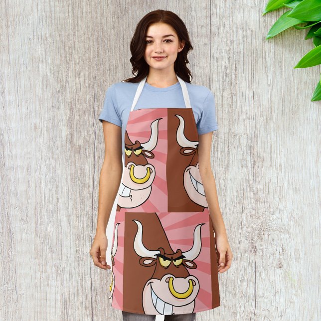 Angry Fierce Bull Mascot mit Nasenring Schürze (Von Creator hochgeladen)