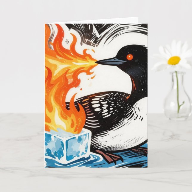 Angry Fire Breathing Loon Melting Ice  Karte (Kleine Pflanze)