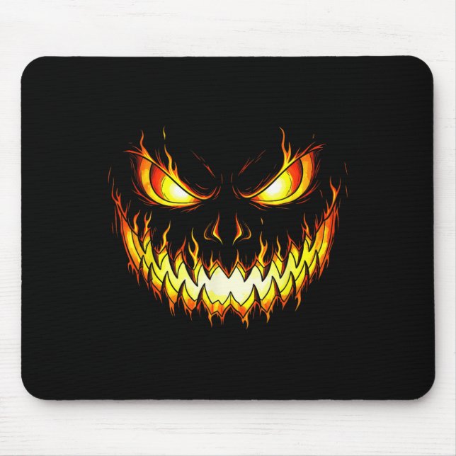 Angry Flame Pumpkin Halloween Kostüme Männer Fraue Mousepad (Vorne)