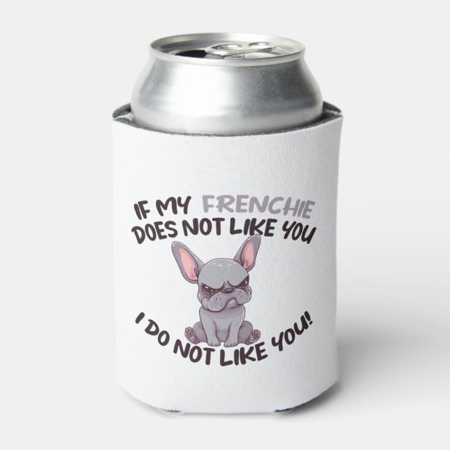Angry Frenchie (Grau) - Einzigartiges Design Dosenkühler (Kanne Vorderseite)