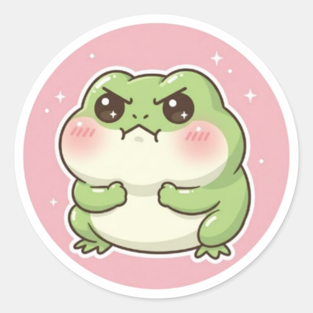 Angry Frog Sticker Funny Mad Frog Meme Cute Aggres (Vorderseite)