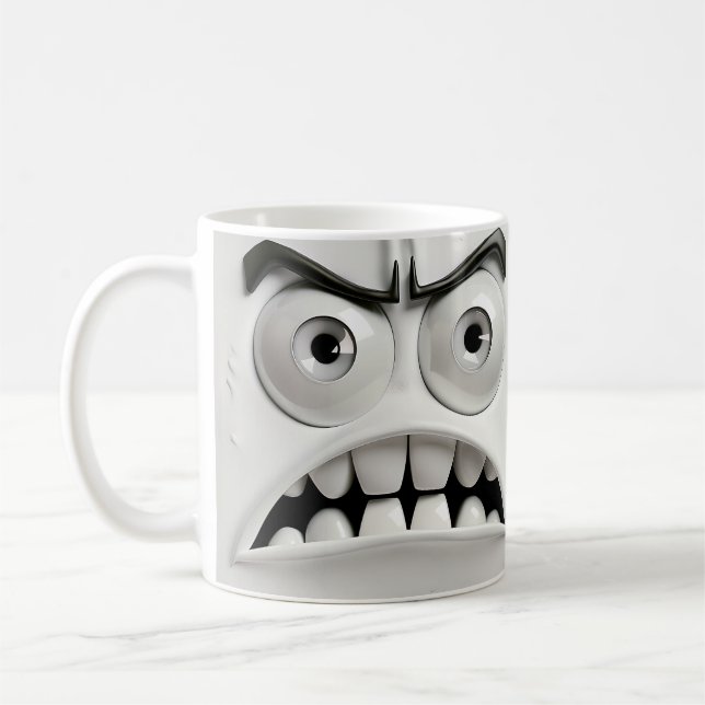Angry Funny Face | Aus weißem Rücken Kaffeetasse (Links)