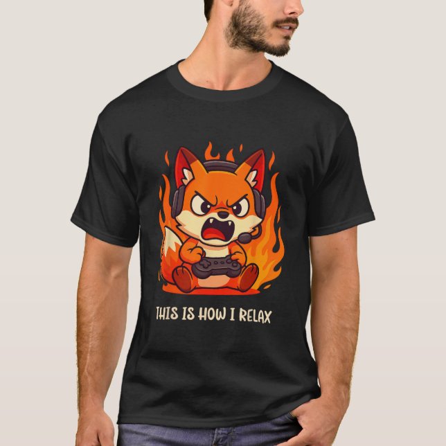 Angry Gamer Kitsune Fox So entspanne ich mich in J T-Shirt (Vorderseite)
