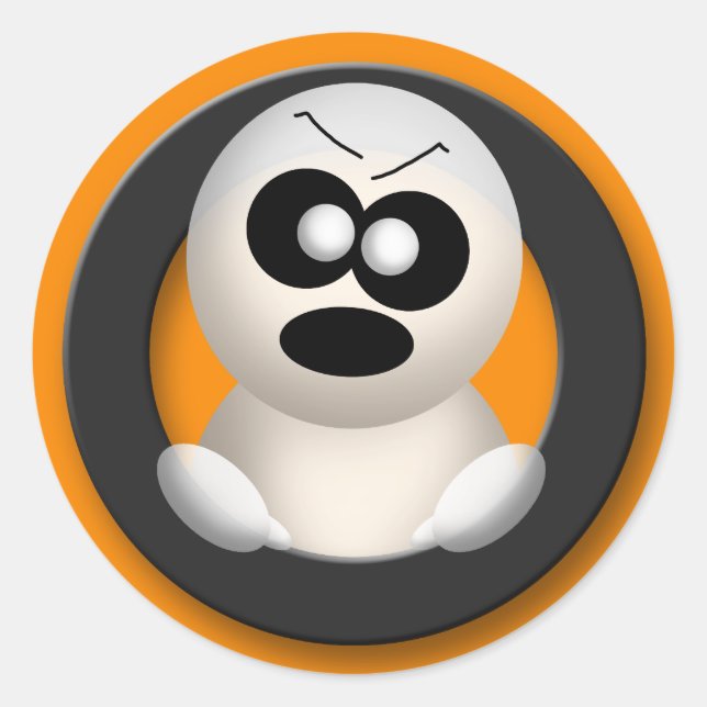 Angry Ghost - Orange Halloween Stickers (Vorderseite)