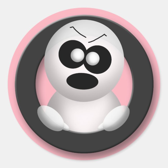 Angry Ghost - rosa Halloween Stickers (Vorderseite)