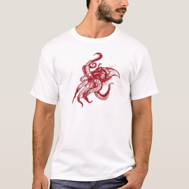 Angry Giant Tintenfisch in Rot T-Shirt (Vorderseite)