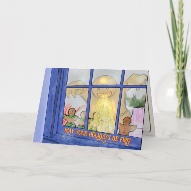 Angry Gingerbread Man Grußkarte - scharfe Wünsche Karte (Vorderseite)