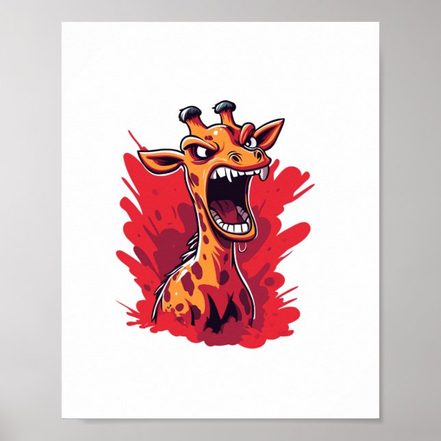 Angry Giraffe Graphic Funny Giraffe Kawaii Poster (Vorne)