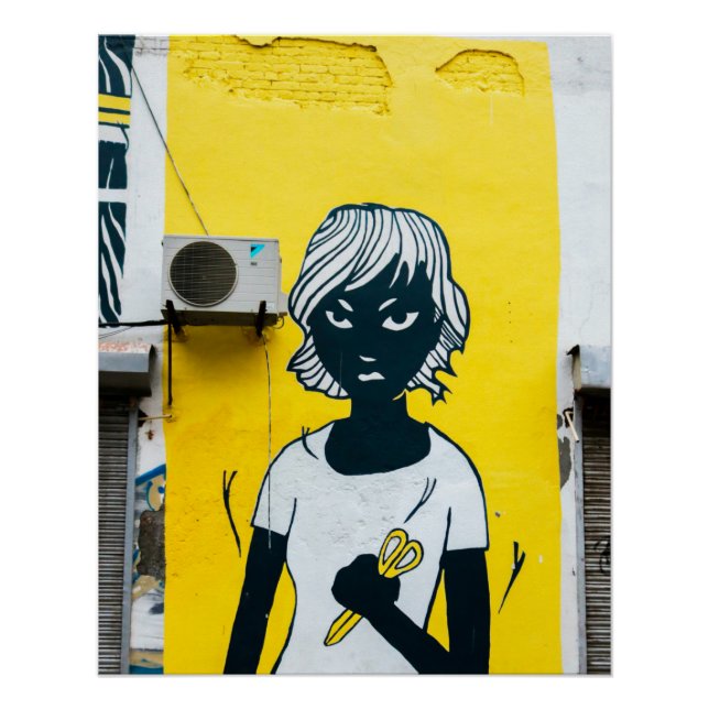 Angry Girl Painting Street Murals Poster (Vorderseite)