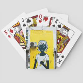 Angry Girl Painting Street Murals Spielkarten