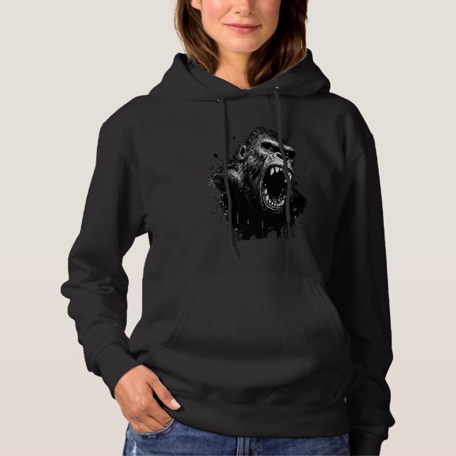 Angry Gorilla Beast Face  Mad gorilla Menacing Vib Hoodie (Vorderseite)