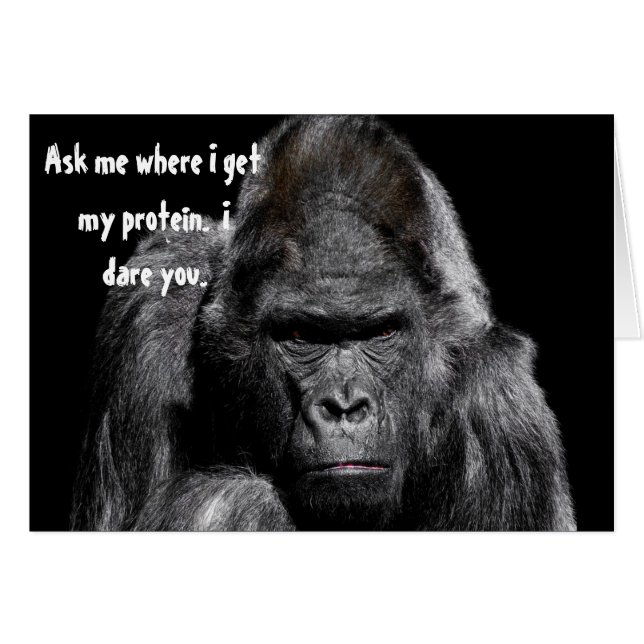 Angry Gorilla Gefragt Protein Vegan Funny Spaß (Vorderseite (Horizontal))