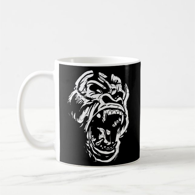 Angry Gorilla Silverback White Fierce Great Ape Kaffeetasse (Links)