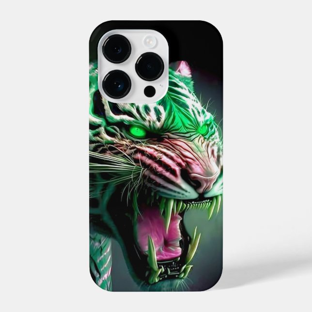 ANGRY GREEN TIGER BEREIT AUF ANGRIFF iPhone HÜLLE (Rückseite)