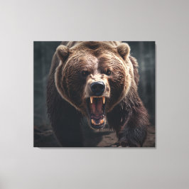 Angry Grizzly Bear Wildlife Animal Portrait Leinwanddruck