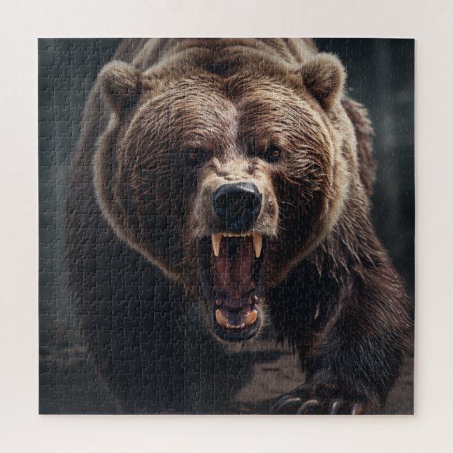 Angry Grizzly Bear Wildlife Animal Portrait Puzzle (Vertikal)
