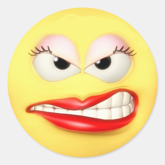 Angry Grrl Runder Aufkleber (Vorderseite)