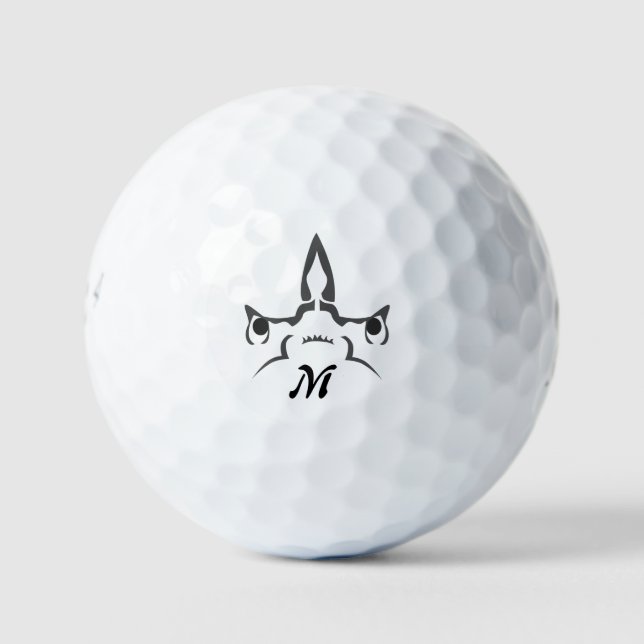 Angry Hammerhead Shark Line Art Golfball (Vorderseite)