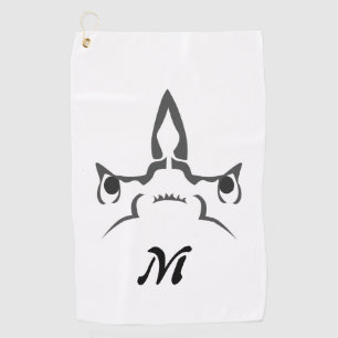 Angry Hammerhead Shark Line Art Golfhandtuch