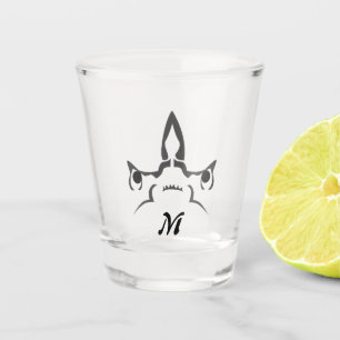 Angry Hammerhead Shark Line Art Schnapsglas