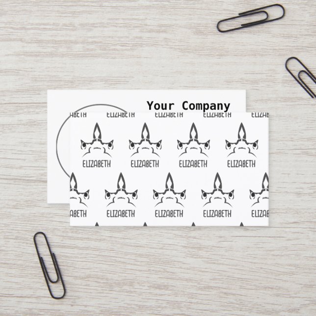 Angry Hammerhead Shark Line Art Visitenkarte (Vorderseite/Rückseite Beispiel)