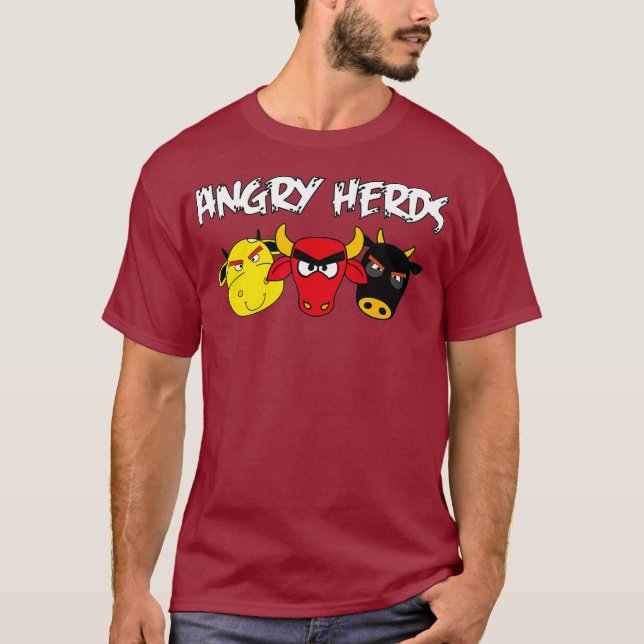 Angry Herds Funny Cow Bauer Rinderzucht anzeigen T-Shirt (Vorderseite)