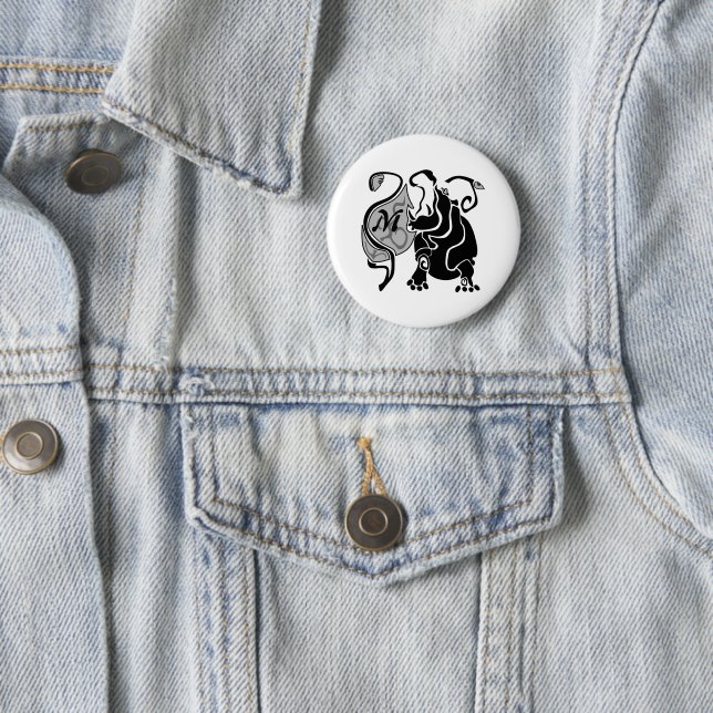Angry Hippo Monogram Button (Beispiel)