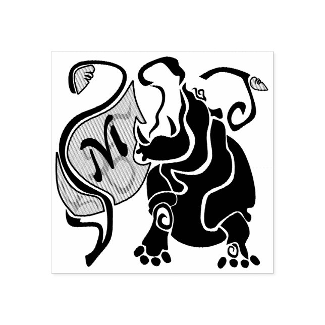 Angry Hippo Monogram Gummistempel (Prägung)