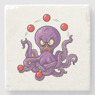 Angry Juggling Octopus Steinuntersetzer
