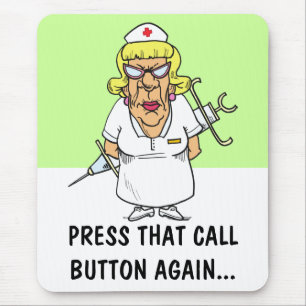 Angry Krankenschwester müde von Patient-Druck-Tast Mousepad