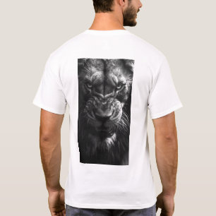 Angry Lion Front View Fotorealistischer Schwarzer T-Shirt