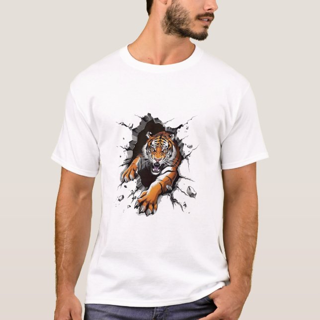 Angry Lion Strong Paw Testing Luxus T-Shirt (Vorderseite)