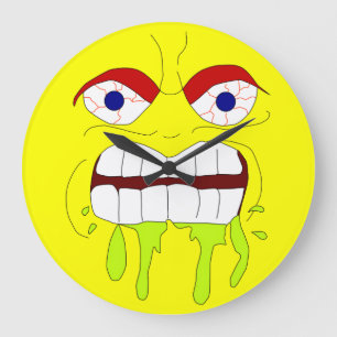 Angry Mad Face Round Clock Große Wanduhr