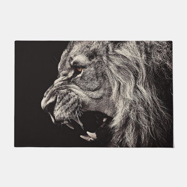 Angry Male Lion Fußmatte (Vorderseite)
