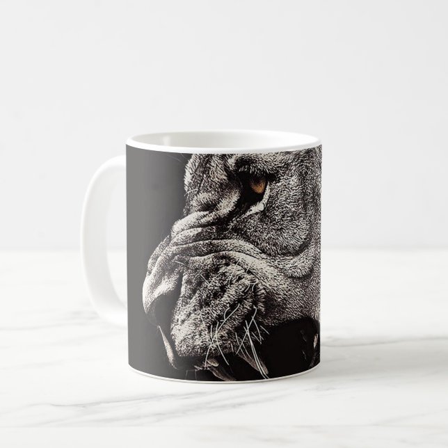Angry Male Lion Kaffeetasse (Vorderseite Links)